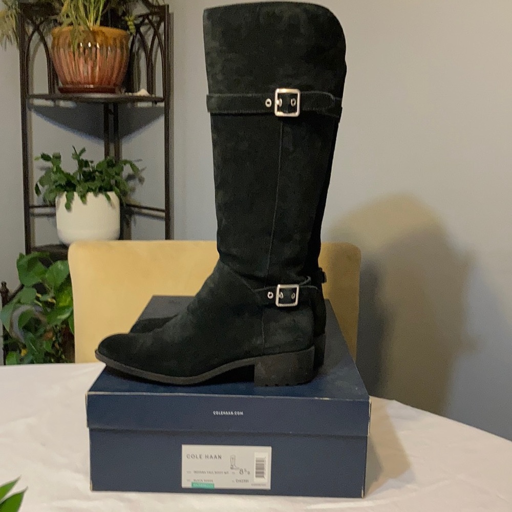 Cole Haan Indiana Tall Boot Waterproof 8.5B Black Suede